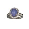 APP: 1.2k Fine Jewelry 4.11CT Cabochon Cut Violet Tanzanite And White Sapphire Sterling Silver Ring