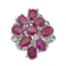 APP: 1k Fine Jewelry Designer Sebastian, 4.68CT Oval Cut Ruby And Sterling Silver Cluster Ring