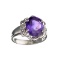 APP: 0.5k Fine Jewelry 3.04CT Oval Cut Purple Amethyst And White Sapphire Sterling Silver Ring