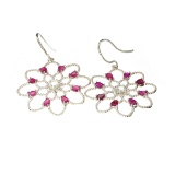 APP: 1.3k Fine Jewelry 4.44CT Red Ruby And White Sapphire Sterling Silver Earrings