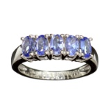 Designer Sebastian 1.70CT Oval Cut Violet Blue Tanzanite And Platinum Over Sterling Silver Ring