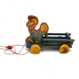 Rooster On Cart With Wheels