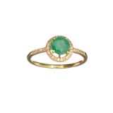 APP: 1.3k Fine Jewelry Designer Sebastian 14 KT Gold, 0.87CT Green Emerald And Diamond Ring