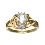 APP: 0.9k Fine Jewelry 10kt. Yellow/White Gold, 0.70CT Aquamarine And Diamond Ring