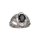 APP: 1k Fine Jewelry 2.50CT Oval Cut Dark Blue Sapphire And Sterling Silver Ring