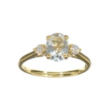 APP: 1.1k Fine Jewelry 14 KT Gold, 1.20CT Blue Aquamarine And White Sapphire Ring