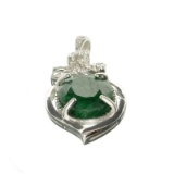 APP: 0.6k Fine Jewelry 8.00CT Oval Cut Green Beryl/White Sapphire And Sterling Silver Pendant