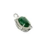 APP: 1k Fine Jewelry 10.00CT Oval Cut Green Beryl And White Sapphire Over Sterling Silver Pendant