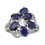APP: 1.3k Fine Jewelry Designer Sebastian, 3.47CT Blue Sapphire And White Topaz Sterling Silver Ring