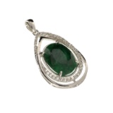 APP: 2.5k Fine Jewelry 8.00CT Green Beryl Emerald And Topaz Platinum Over Sterling Silver Pendant
