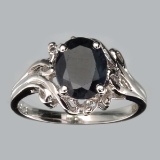 Fine Jewelry Designer Sebastian 2.35CT Blue Sapphire And Topaz  Platinum Over Sterling Silver Ring