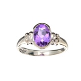 APP: 0.7k Fine Jewelry 1.20CT Oval Cut Amethyst Quartz And Platinum Over Sterling Silver Ring
