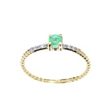 APP: 0.6k Fine Jewelry 14 KT Gold, 0.21CT Green Emerald And Diamond Ring