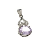 APP: 0.4k Fine Jewelry 2.25CT Purple Amethyst And White Sapphire Sterling Silver Pendant