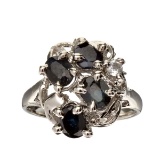 Fine Jewelry Designer Sebastian 1.80CT Blue Sapphire And Topaz  Platinum Over Sterling Silver Ring