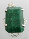 APP: 8k Fine Jewelry Designer Sebastian 177.20CT Emerald Cut Emerald and Sterling Silver Pendant