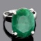 Fine Jewelry Designer Sebastian 7.60CT Oval Cut Green Beryl Emerald and Sterling Silver Ring