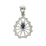 APP: 0.5k Fine Jewelry 0.35CT Pear Cut Sapphire And Sterling Silver Pendant