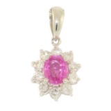 *Fine Jewelry, 18KT White Gold, 0.65CT Pink Sapphire And 0.37CT Diamond Pendant (GL ZP1642-2)