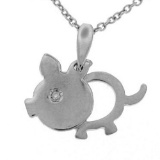 *Fine Jewelry, 18KT White Gold, 1 Diamond 16'' Pig Necklace (GL PESO1101)