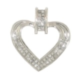 *Fine Jewelry, 14 KT White Gold, 1.13CT Princess Cut Diamond Heart Pendant (GL X648)