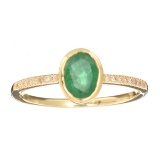 Designer Sebastian 14 KT Gold 0.75CT Oval Cut Emerald and 0.03CT Round Brilliant Cut Diamond Ring