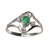 Designer Sebastian 0.21CT Green Beryl Emerald And Topaz Platinum Over Sterling Silver Ring