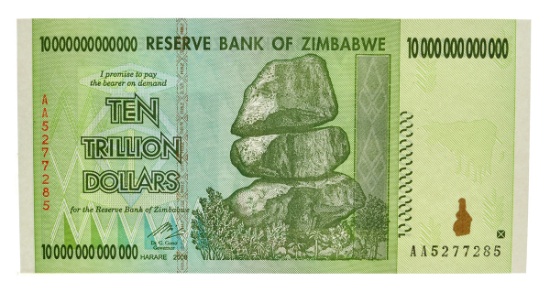 10 Trillion Dollar Zimbabwe Note