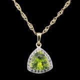 APP: 0.5k *Silver 1.60ct Peridot and 0.21ctw White Topaz Silver Pendant/Necklace (Vault_R8_41903)
