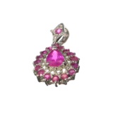 APP: 1k Fine Jewelry 2.58CT Pear/Round Cut Rubies And White Sapphire Sterling Silver Pendant