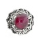 APP: 8.6k 13.99CT Oval Cabochon Ruby and Platinum Over Sterling Silver Ring