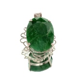APP: 11.6k 178.34CT Oval Cut Emerald and Sterling Silver Pendant