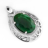 APP: 3k 8.95CT Green Beryl Emerald And Topaz Platinum Over Sterling Silver Pendant