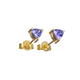 APP: 0.6k Fine Jewelry 14 KT Gold, 0.50CT Triangle Cut Tanzanite Earrings