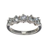 APP: 0.7k Fine Jewelry Designer Sebastian, 0.95CT Round Cut Aquamarine And Sterling Silver Ring