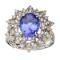 APP: 17k 18 kt. White Gold, 2.83CT Oval Cut Tanzanite and Diamond Ring