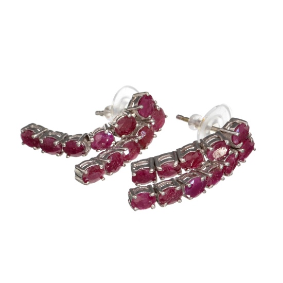 APP: 2.3k Fine Jewelry 3.43CT Oval Cut Ruby And Platinum Over Sterling Silver Earrings