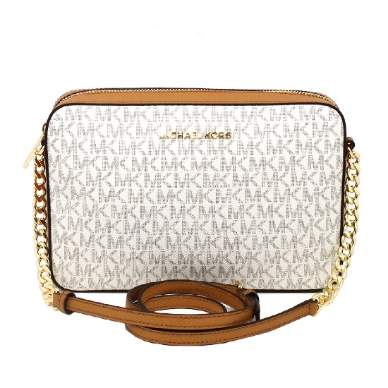 Gorgeous Brand New Never Used Vanilla W/Acorn Michael Kors Large East West Crossbody Tag Price $248.