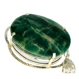 APP: 13.7k Fine Jewelry Designer Sebastian 400.83CT Oval Cut Green Beryl and Sterling Silver Pendant