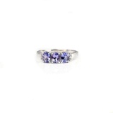 APP: 1.6k Fine Jewelry 0.90CT Tanzanite And Topaz Platinum Over Sterling Silver Ring