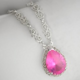 Fancy Colored French Cubic Zirconium Sterling Silver Necklace