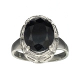 APP: 1.1k Fine Jewelry Designer Sebastian, 5.15CT Oval Cut Blue Sapphire And Sterling Silver Ring