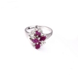 APP: 0.9k Fine Jewelry 1.00CT Ruby And Topaz Platinum Over Sterling Silver Ring