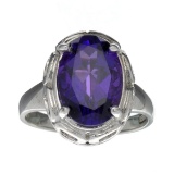 APP: 0.5k Fine Jewelry Designer Sebastian, 3.82CT Oval Cut Amethyst And Sterling Silver Ring