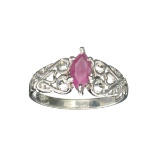 APP: 0.5k Fine Jewelry Designer Sebastian, 0.90CT Ruby and White Topaz Sterling Silver Ring