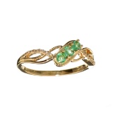 Designer Sebastian 14 KT Gold 0.35CT Emerald and 0.04CT Round Brilliant Cut Diamond Ring