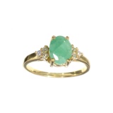 APP: 1.1k Fine Jewelry Designer Sebastian 14 KT Gold, 1.25CT Green Emerald And White Sapphire Ring