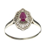 APP: 0.5k Fine Jewelry 0.34CT Pear Cut Ruby And  Sterling Silver Ring