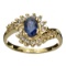 APP: 1.3k 14 kt. Gold, 0.41CT Oval Cut Blue And White Sapphire Ring