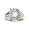 APP: 0.8k Fine Jewelry 0.75CT Emerald Cut Aquamarine And Platinum Over Sterling Silver Ring